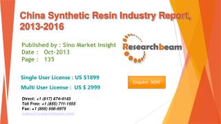 China Synthetic Resin Market Size, Share, Study 2013-2016