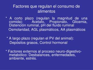 Factores que regulan el consumo de alimentos