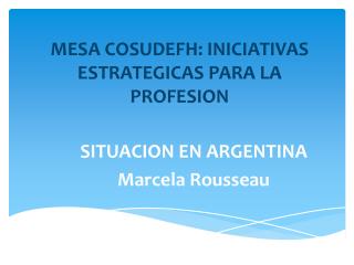 MESA COSUDEFH: INICIATIVAS ESTRATEGICAS PARA LA PROFESION