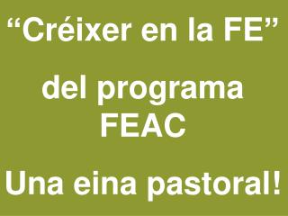 “Créixer en la FE” del programa FEAC Una eina pastoral!