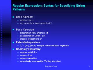 Regular Expression: Syntax for Specifying String Patterns