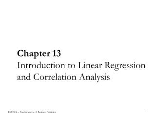 Chapter 13 Introduction to Linear Regression and Correlation Analysis