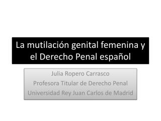 La mutilación genital femenina y el Derecho Penal español