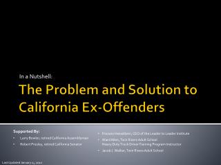 The Problem and Solution to California Ex-Offenders