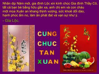 Nhân dịp Năm mới, gia đình Lộc xin kính chúc Gia đình Thầy Cô,