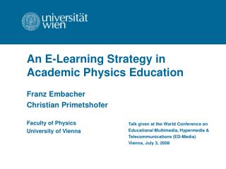 An E-Learning Strategy in Academic Physics Education