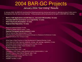 2004 BAR-GC Projects