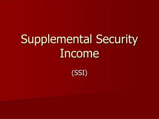 Supplemental Security Income