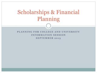 Scholarships &amp; Financial Planning