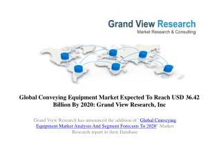 Conveying Equipment Market Trends to 2020:Gand View Research