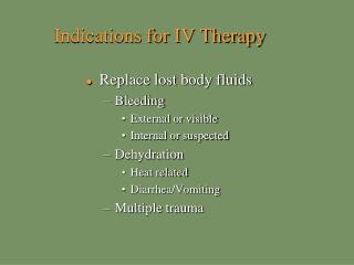 Indications for IV Therapy