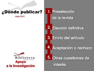 Preselección de la revista Elección definitiva Envío del artículo Aceptación o rechazo