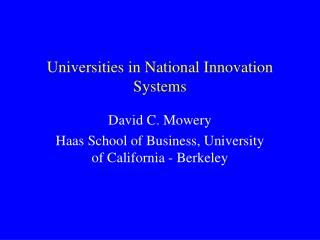 Universities in National Innovation Systems