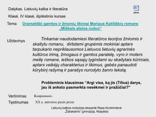 Dalykas. Lietuvių kalba ir literatūra