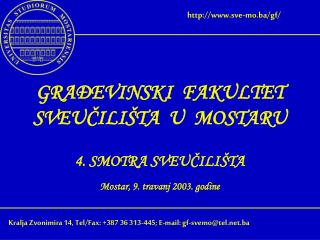 GRAĐEVINSKI FAKULTET SVEUČILIŠTA U MOSTARU