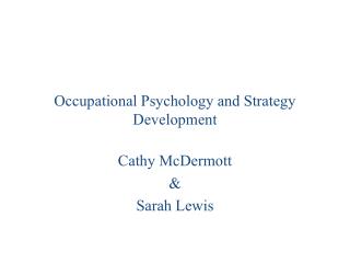 Occupational Psychology and Strategy Development