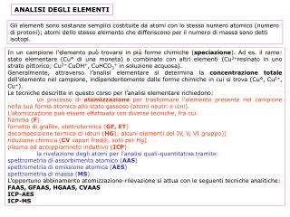 ANALISI DEGLI ELEMENTI