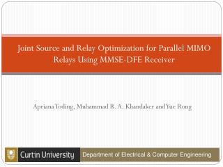 Joint Source and Relay Optimization for Parallel MIMO Relays Using MMSE-DFE Receiver
