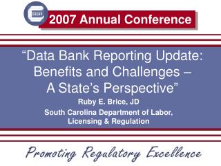“Data Bank Reporting Update: Benefits and Challenges – A State’s Perspective”