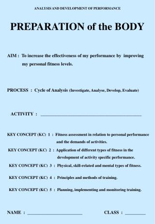 ANALYSIS AND DEVELOPMENT OF PERFORMANCE