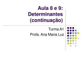 Aula 8 e 9: Determinantes (continuação)