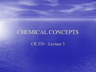 CHEMICAL CONCEPTS