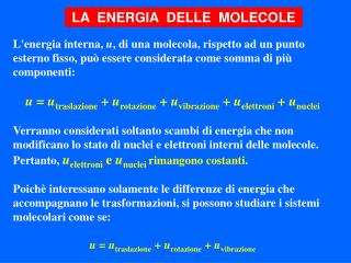 LA ENERGIA DELLE MOLECOLE