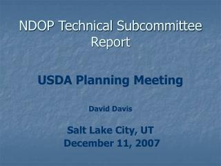 NDOP Technical Subcommittee Report