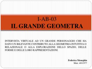 I-AB-03 IL GRANDE GEOMETRA