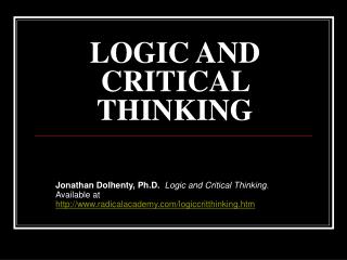 logic and critical thinking hand out