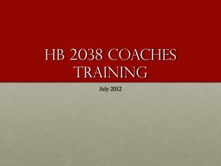 HB 2038 Coaches Training