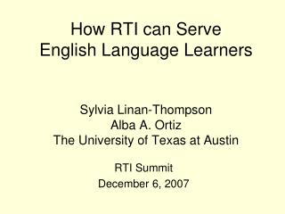 RTI Summit December 6, 2007