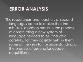 ERROR ANALYSIS