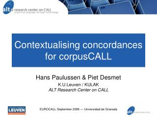 Contextualising concordances for corpusCALL