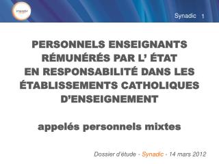 Dossier d’étude - Synadic - 14 mars 2012