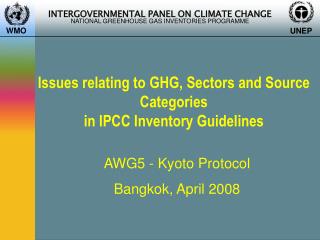 Issues relating to GHG, Sectors and Source Categories in IPCC Inventory Guidelines
