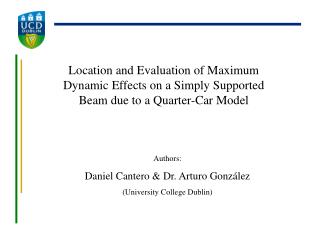 Authors: Daniel Cantero &amp; Dr. Arturo González (University College Dublin)
