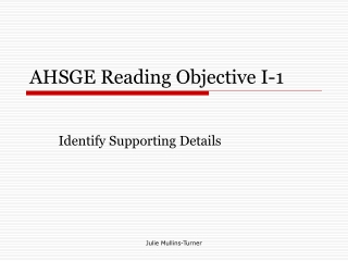 AHSGE Reading Objective I-1