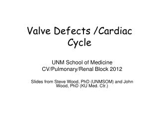 Valve Defects /Cardiac Cycle