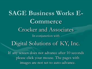 SAGE Business Works E-Commerce