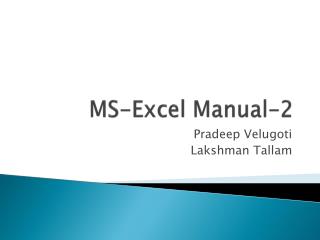 MS-Excel Manual-2