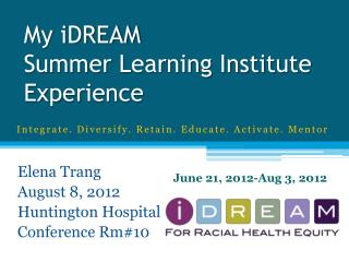 My iDREAM Summer Learning Institute Experience