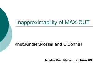 Inapproximability of MAX-CUT