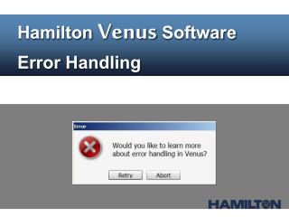 Hamilton Venus Software Error Handling