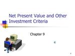 Net Present Value and Other Investment Criteria