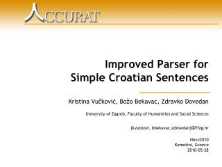 Improved Parser for Simple Croatian Sentences