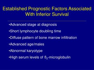 Established Prognostic Factors Associated With Inferior Survival