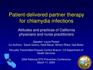 Patient-delivered partner therapy for chlamydia infections