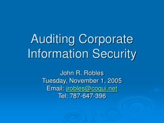 Auditing Corporate Information Security