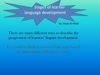 Stages of learner language development